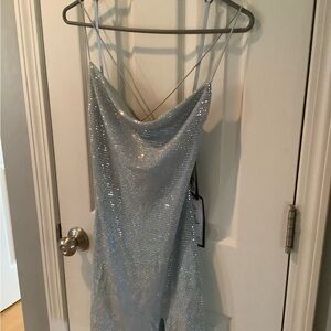 City Studio Sky Blue Sequence Dress M NWT